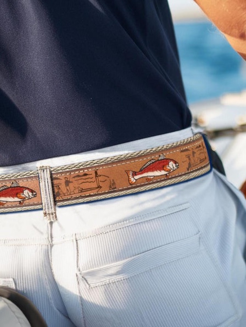 Zep-Pro REDFISH EMBROIDERED NUBUCK TAN LEATHER BELT size 30
